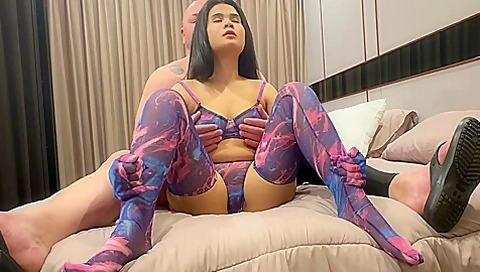 Tiny Thai In Colorful Lingerie With Foreigner Cock
