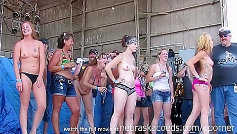 Real Chicks Getting Totally Naked In A Contest At An